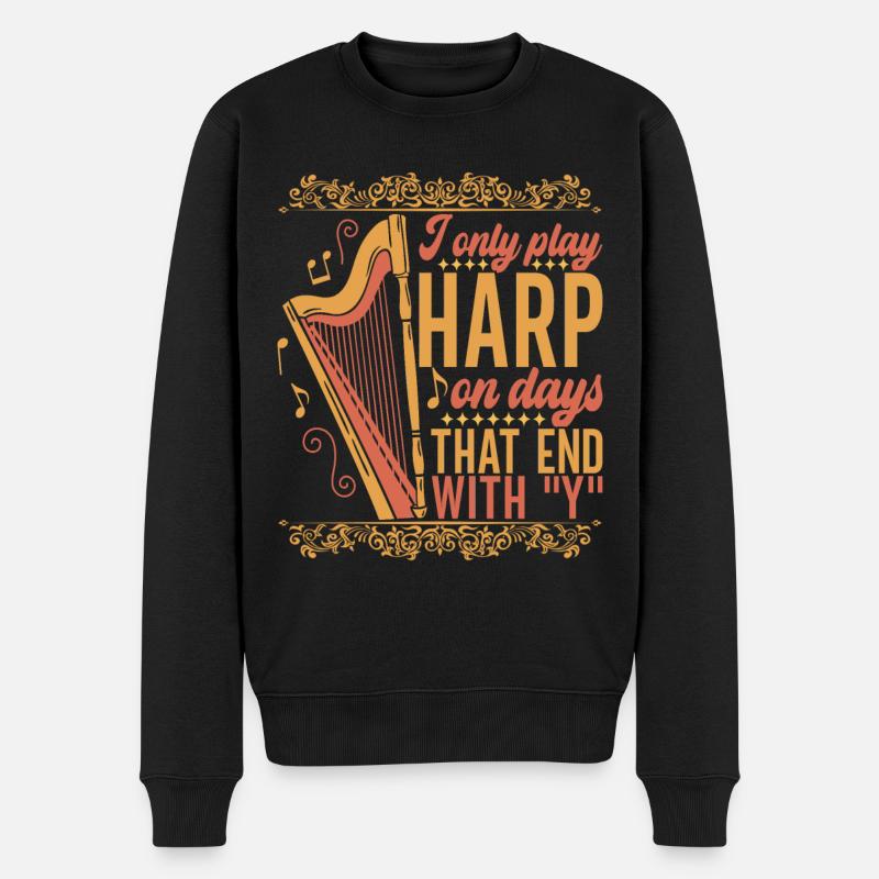 Harfe Harfenspieler - Männer Premium Bio Pullover - Schwarz