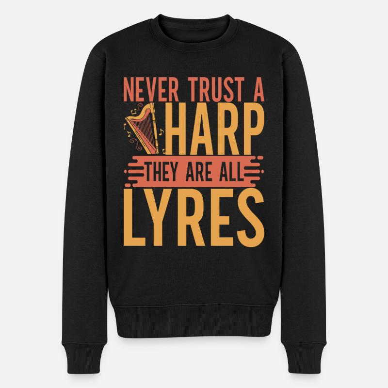Harfe Harfenspieler - Männer Premium Bio Pullover - Schwarz