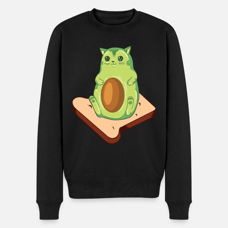 Avocado Toast Avocado Cat - Männer Premium Bio Pullover - Schwarz