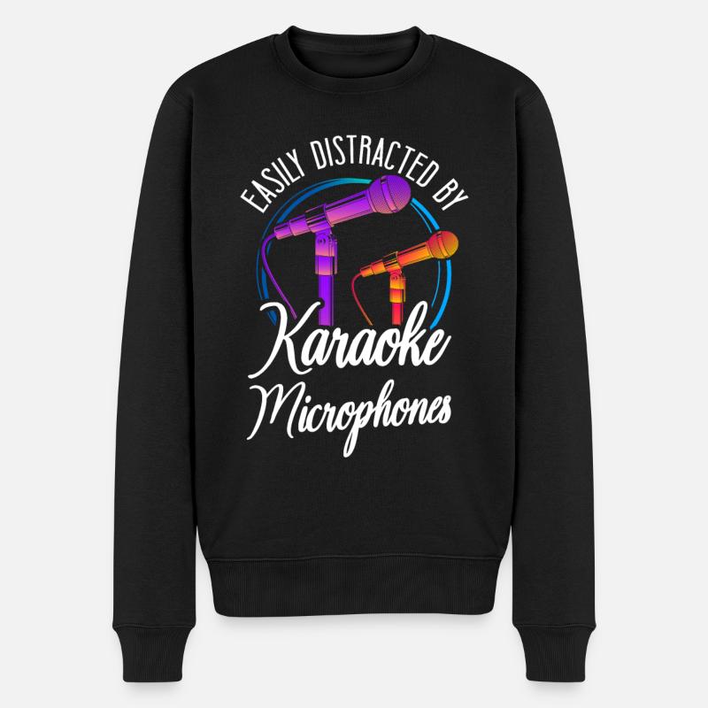 Karaoke Singer Easily Distracted - Männer Premium Bio Pullover - Schwarz