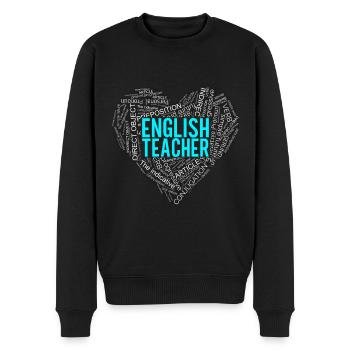 Professeur d’anglais Englisch Lehrer - Pull Premium bio Homme - noir - Devant - Nico (187cm)