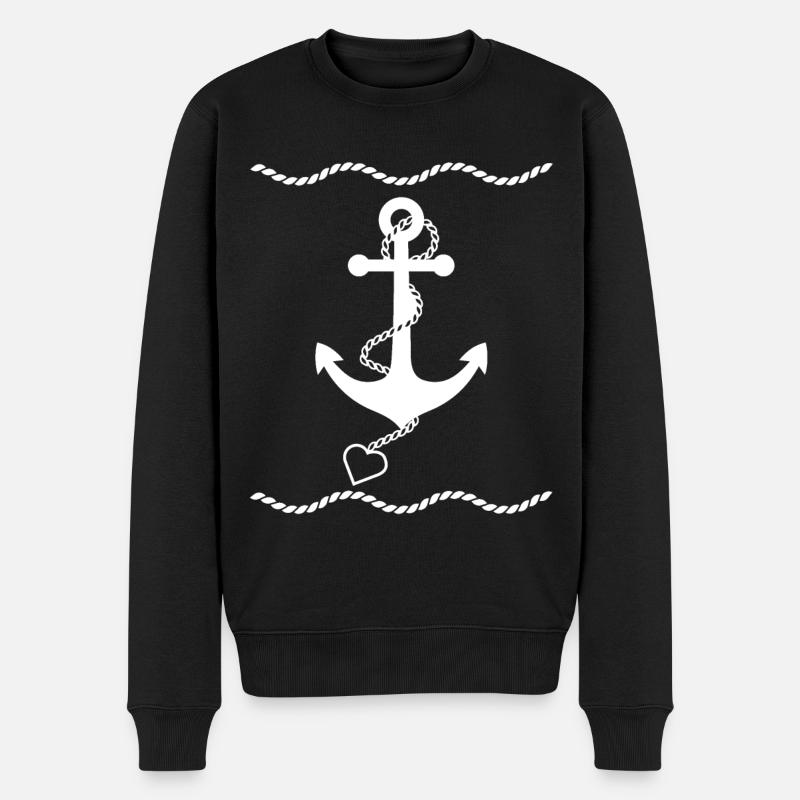 Anker Maritime Meer Segeln - Männer Premium Bio Pullover - Schwarz