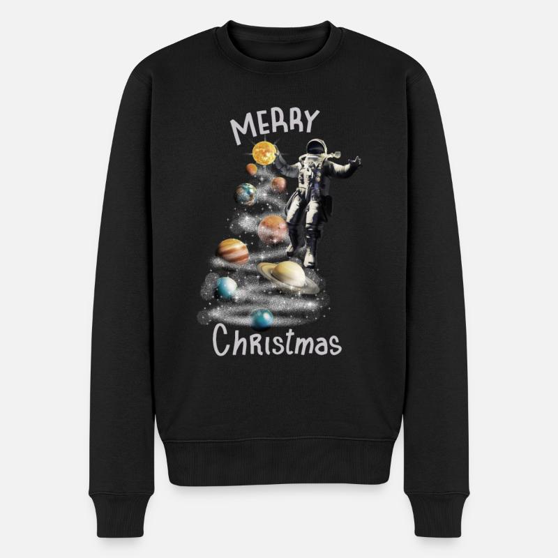 Weihnachten im Weltraum Sonnensystem Astronaut - Männer Premium Bio Pullover - Schwarz