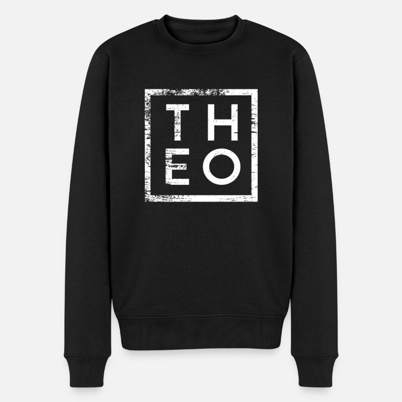 Theo Minimalismus - Männer Premium Bio Pullover - Schwarz