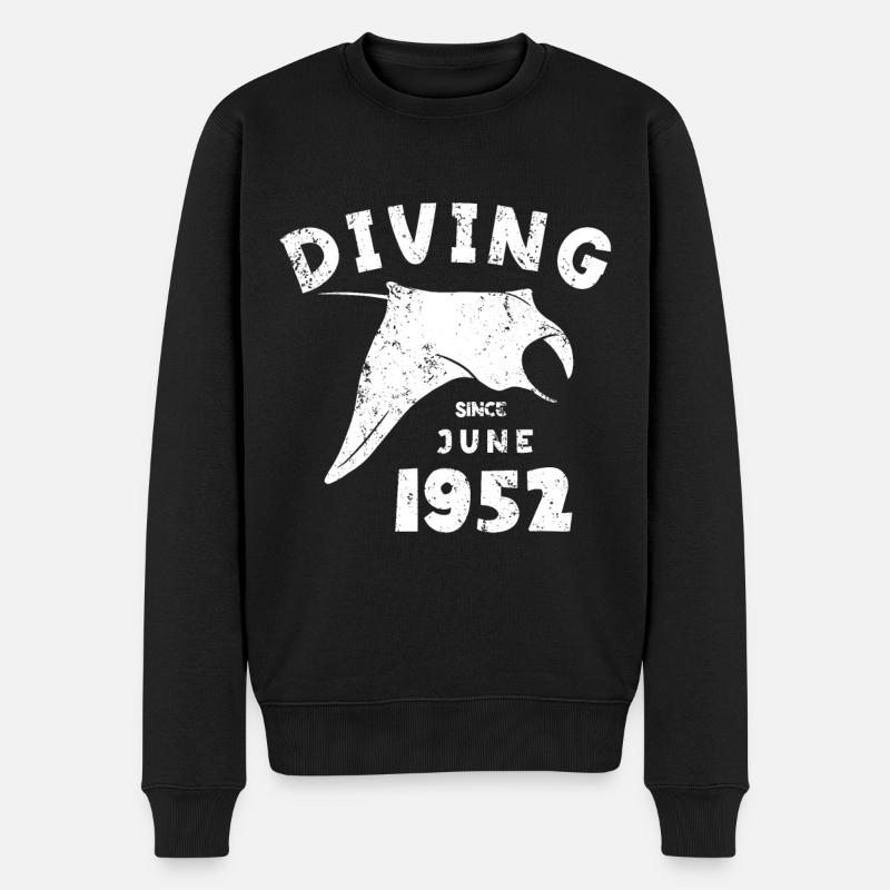 Anniversaire du plongeur - Plongée depuis juin 1952 - Pull Premium bio Homme - noir
