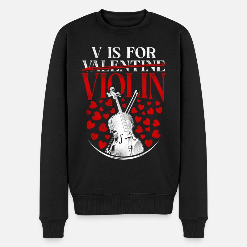 Violin Violinist Valentines Day - Männer Premium Bio Pullover - Schwarz