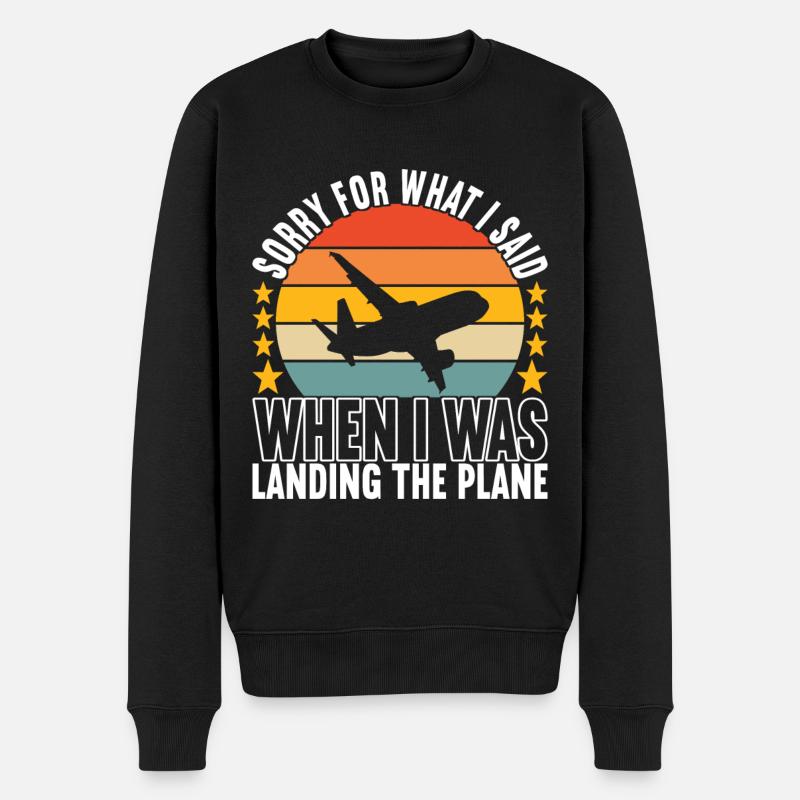 Pilot Flugzeug - Männer Premium Bio Pullover - Schwarz