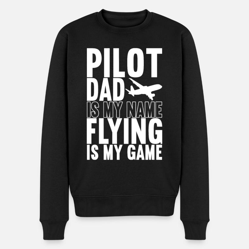 Pilot Flugzeug - Männer Premium Bio Pullover - Schwarz