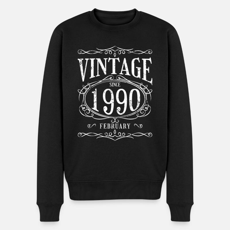 Geburtstag - Vintage since Februar 1990 - Männer Premium Bio Pullover - Schwarz