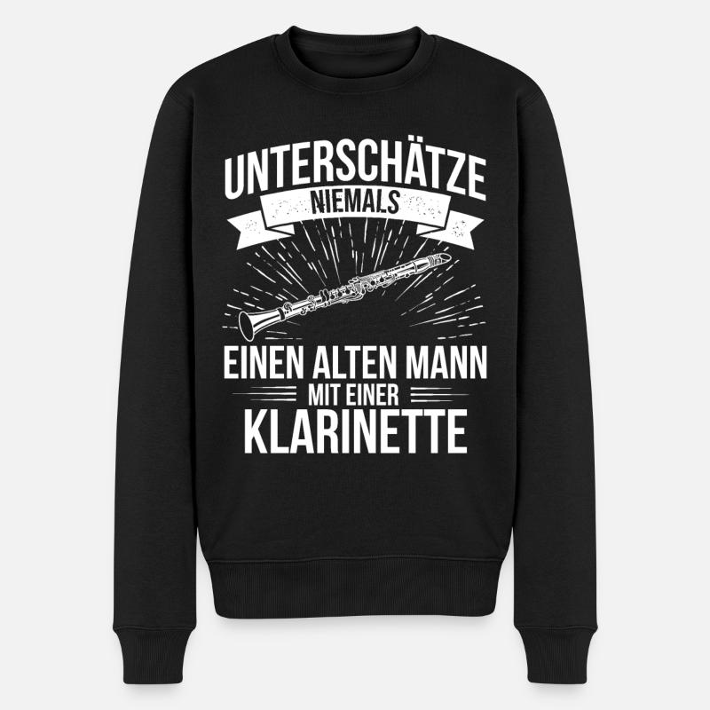 Klarinette Klarinettenspieler Klarinettist - Männer Premium Bio Pullover - Schwarz