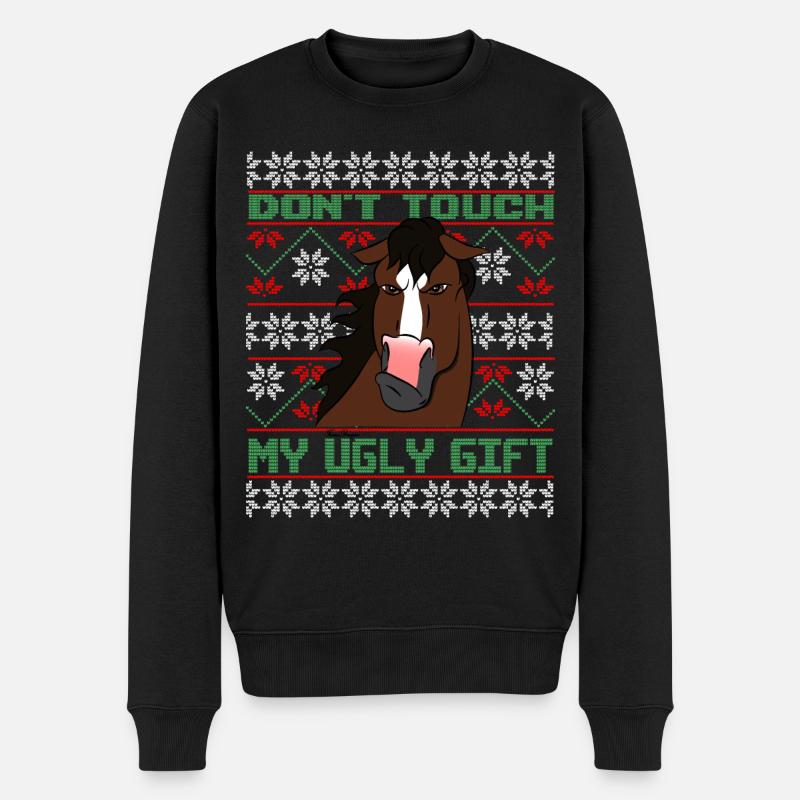 Dont Touch Ugly Brauner Pferd Rider Winter - Männer Premium Bio Pullover - Schwarz