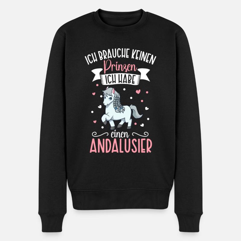 Ich brauche keinen Prinzen - Andalusier - Männer Premium Bio Pullover - Schwarz