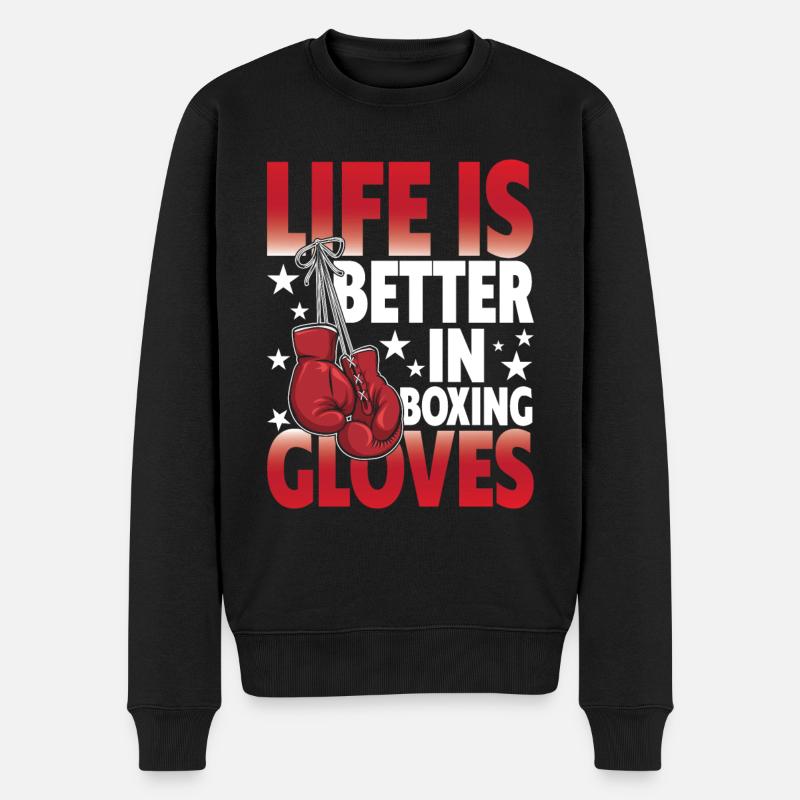 Life Is Better In Boxing Gloves - Männer Premium Bio Pullover - Schwarz