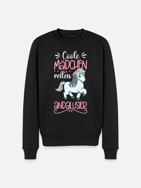 Coole Mädchen reiten Andalusier - Männer Premium Bio Pullover - Schwarz