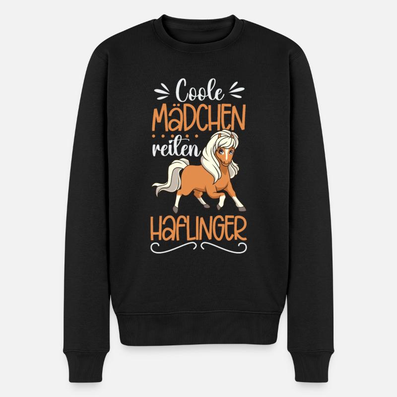 Coole Mädchen reiten Haflinger - Männer Premium Bio Pullover - Schwarz