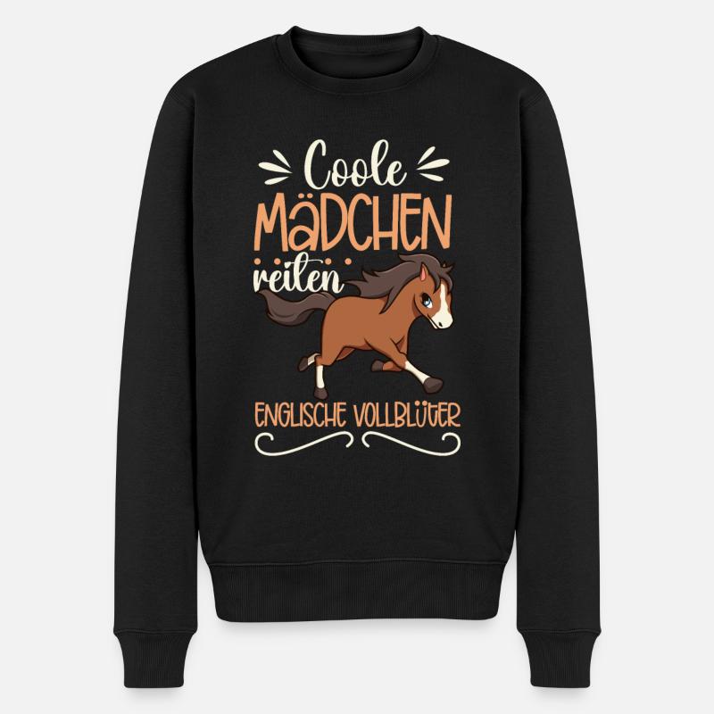 Coole Mädchen reiten Englisches Vollblut - Männer Premium Bio Pullover - Schwarz