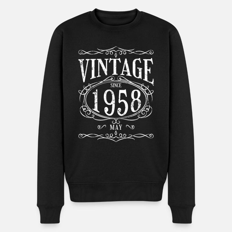 Geburtstag - Vintage since Mai 1958 - Männer Premium Bio Pullover - Schwarz