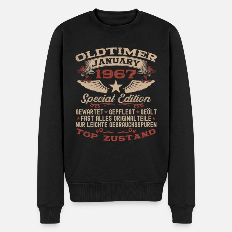 Jahrgang 1967 Januar 56. Geburtstag Geschenk Mann - Männer Premium Bio Pullover - Schwarz
