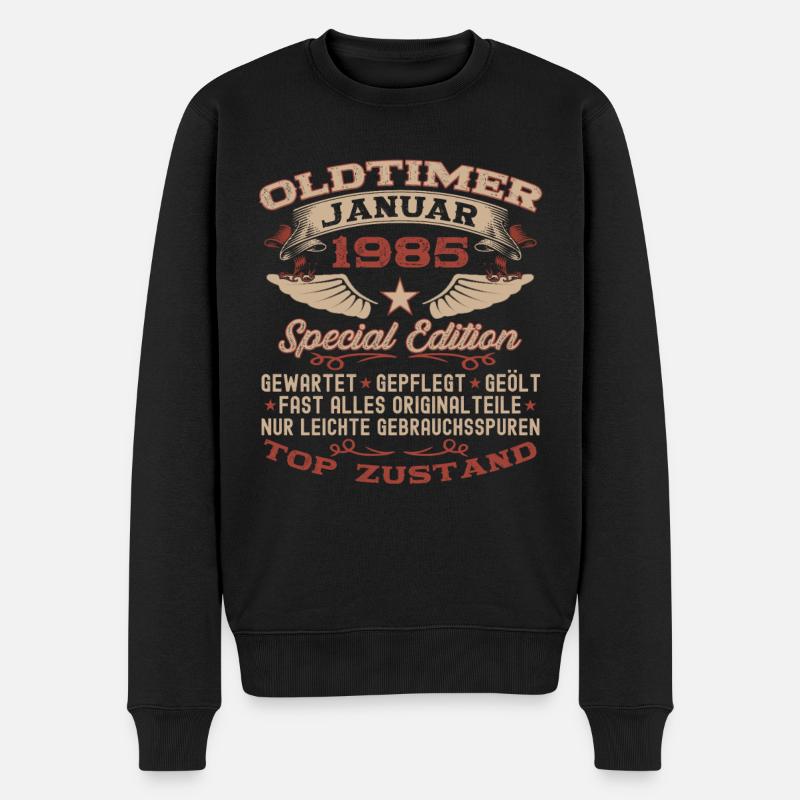 Jahrgang 1985 Januar 38. Geburtstag Geschenk Mann - Männer Premium Bio Pullover - Schwarz