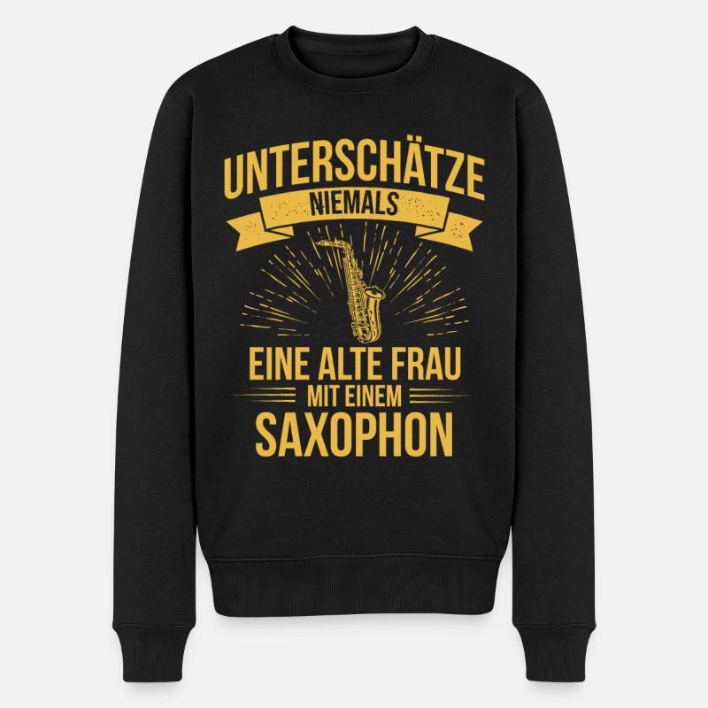 Saxophon Saxophonspieler Saxophonist - Männer Premium Bio Pullover - Schwarz