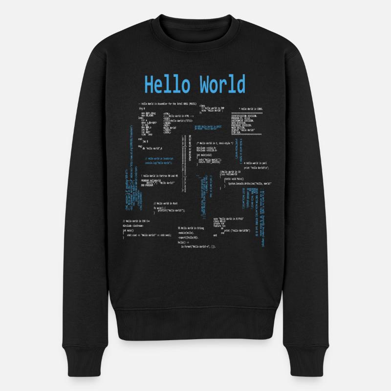 Hello World Programming Languages Programmer Nerd - Men's Premium Organic Jumper - black