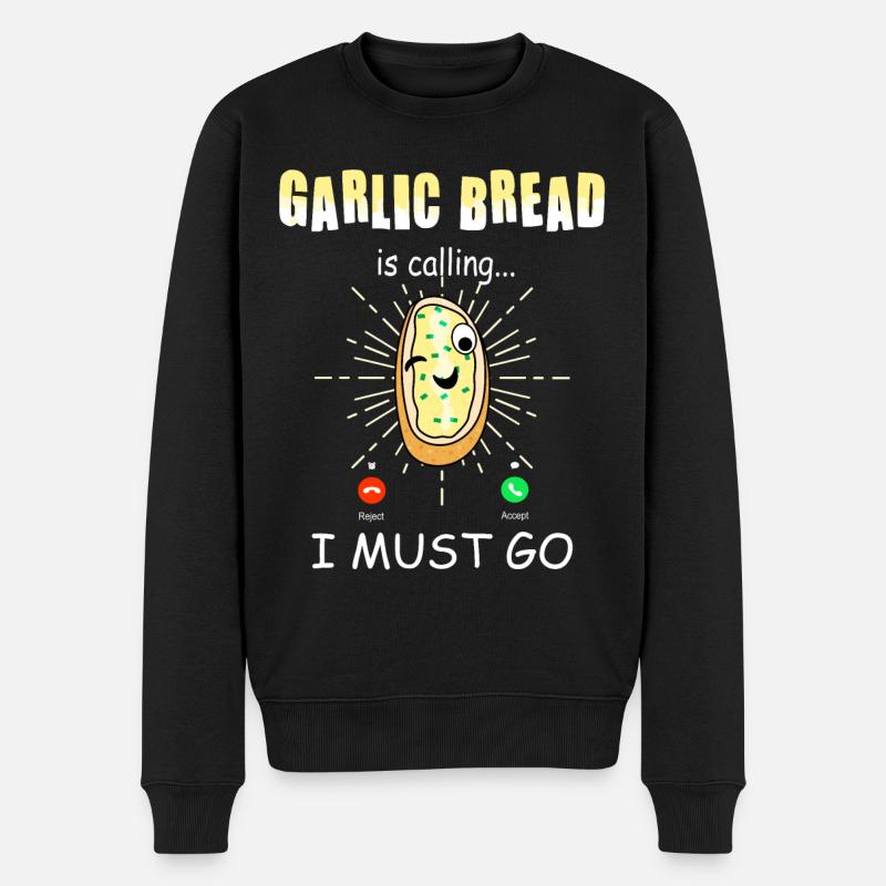 Funny Garlic Bread Call - Men's Premium Organic Jumper - black