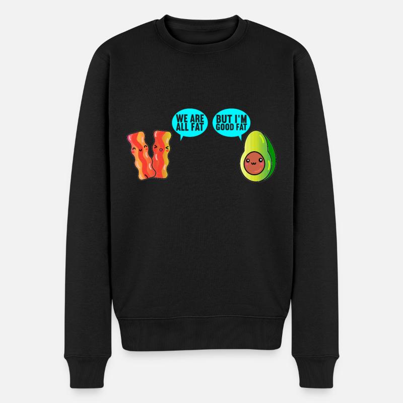 Kawaii Avocado - Männer Premium Bio Pullover - Schwarz