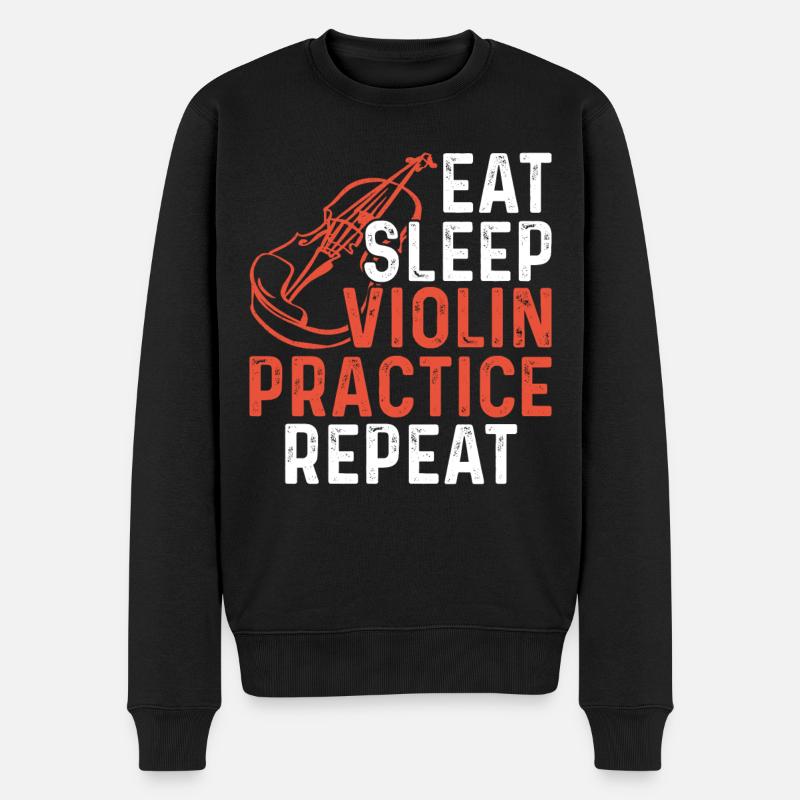 Violin Violinist Eat Sleep Violin - Männer Premium Bio Pullover - Schwarz