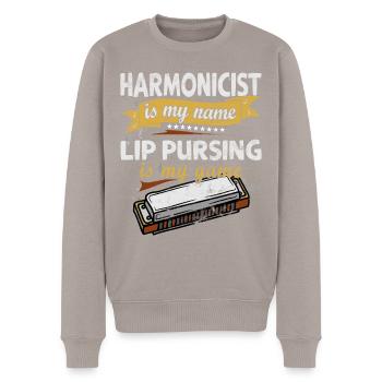 Drôle d’instrument d’harmonica vintage - Pull Premium bio Homme - taupe - Devant - Nico (187cm)