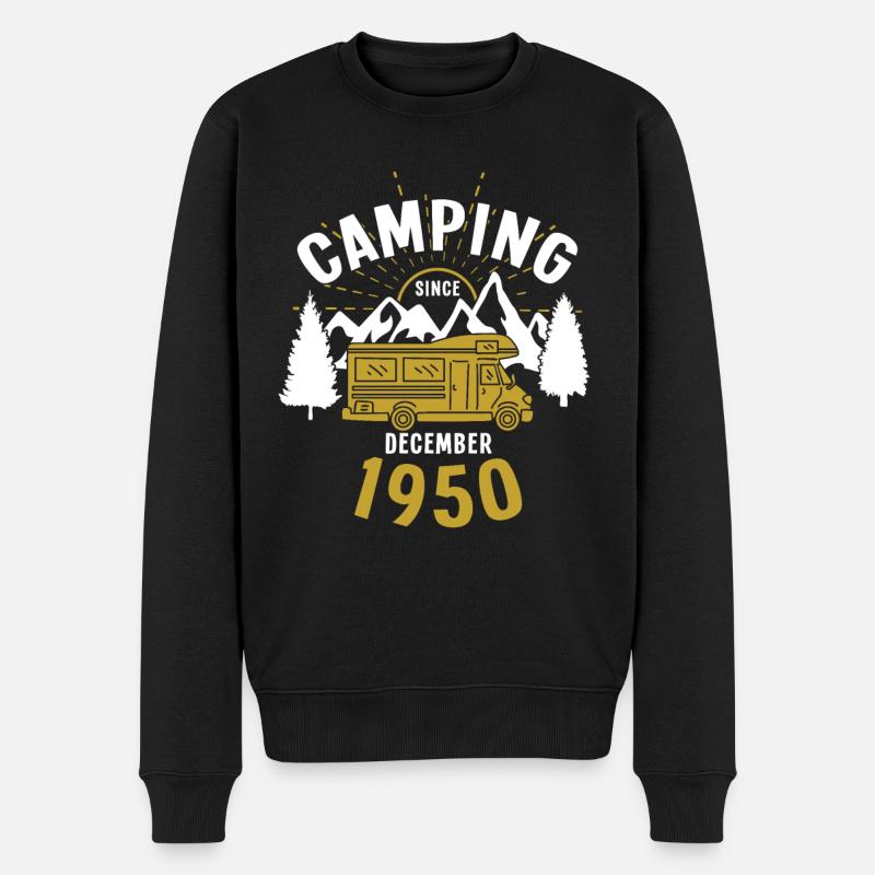 Geburtstag: Camping seit Dezember 1950 Wohnmobil - Männer Premium Bio Pullover - Schwarz