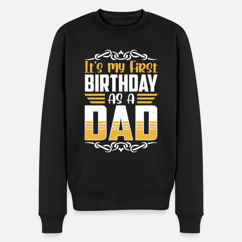 Es Ist Mein Erster Geburtstag Als Vater Papa Papi - Männer Premium Bio Pullover - Schwarz