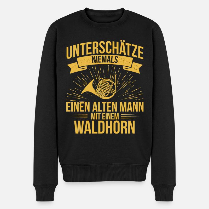 Waldhorn Waldhornspieler Waldhornist - Männer Premium Bio Pullover - Schwarz