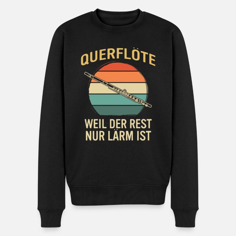 Querflöte Querflötenspieler Querflötist - Männer Premium Bio Pullover - Schwarz