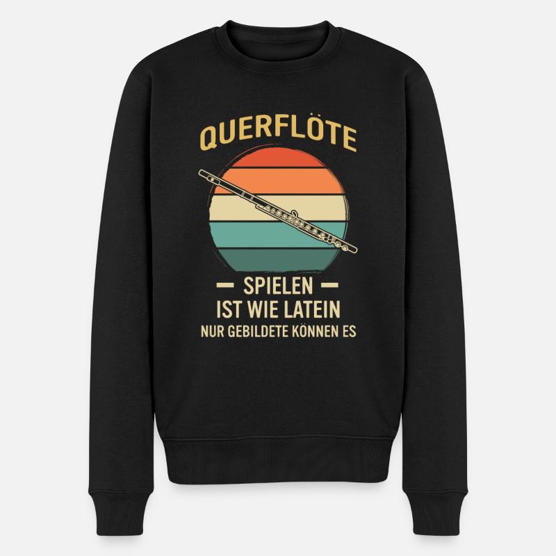 Querflöte Querflötenspieler Querflötist - Männer Premium Bio Pullover - Schwarz