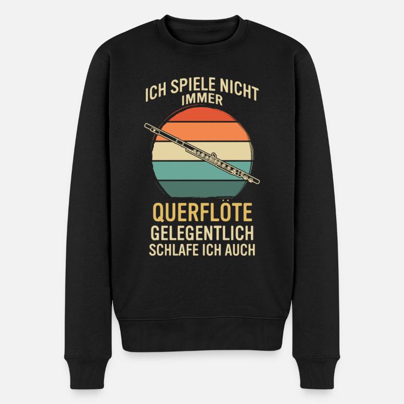Querflöte Querflötenspieler Querflötist - Männer Premium Bio Pullover - Schwarz