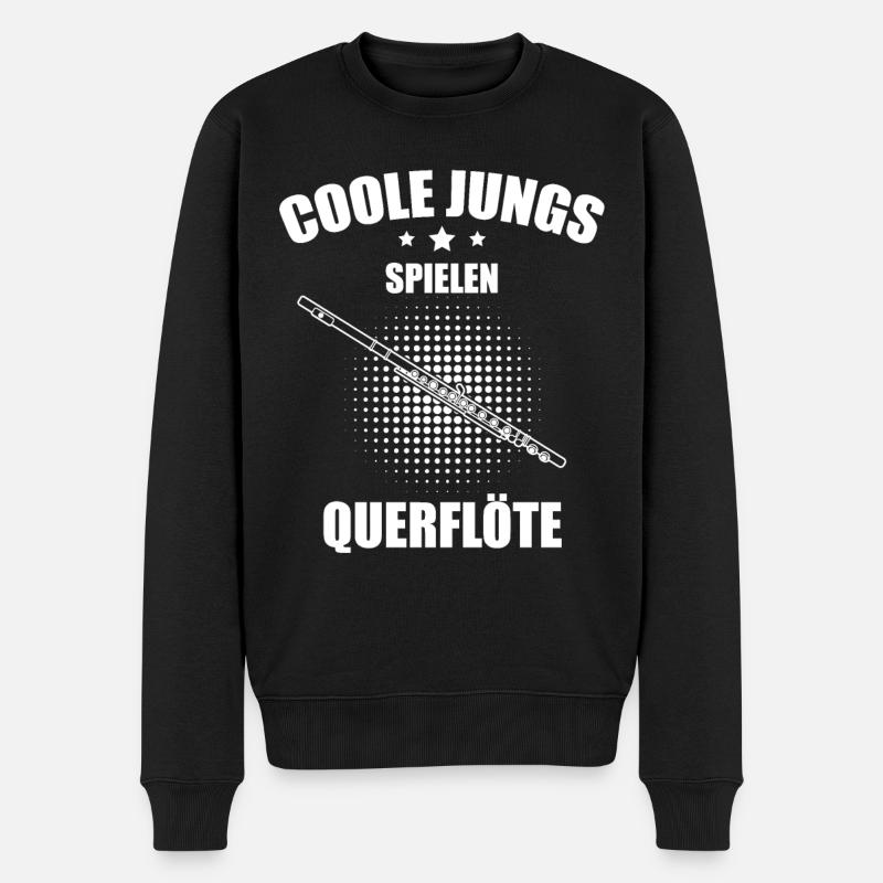 Querflöte Querflötenspieler Querflötist - Männer Premium Bio Pullover - Schwarz