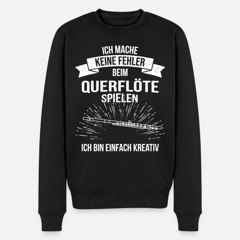 Querflöte Querflötenspieler Querflötist - Männer Premium Bio Pullover - Schwarz