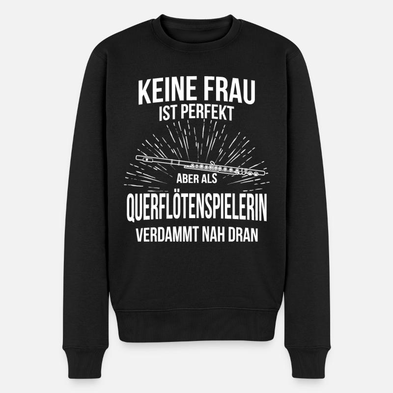 Querflöte Querflötenspieler Querflötist - Männer Premium Bio Pullover - Schwarz