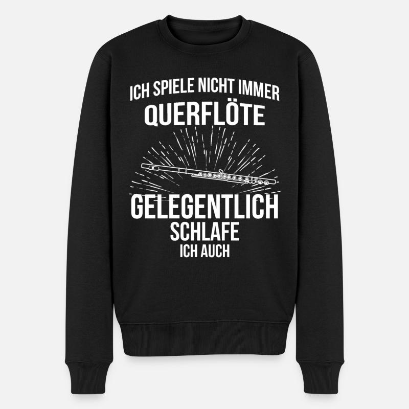 Querflöte Querflötenspieler Querflötist - Männer Premium Bio Pullover - Schwarz