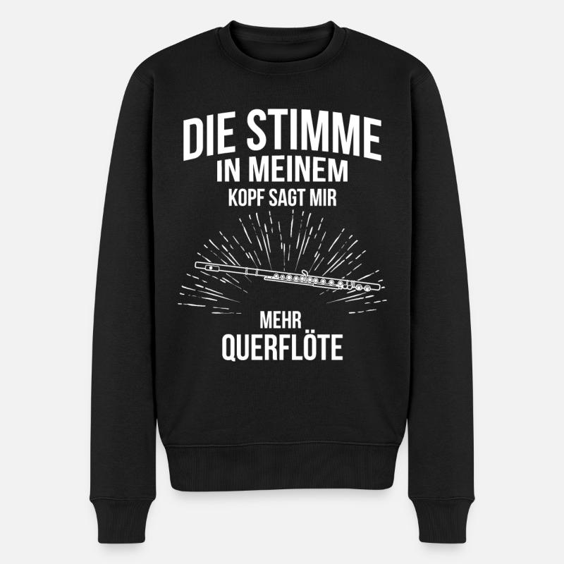 Querflöte Querflötenspieler Querflötist - Männer Premium Bio Pullover - Schwarz