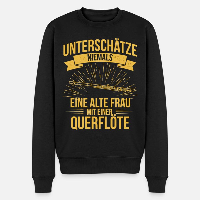 Querflöte Querflötenspieler Querflötist - Männer Premium Bio Pullover - Schwarz