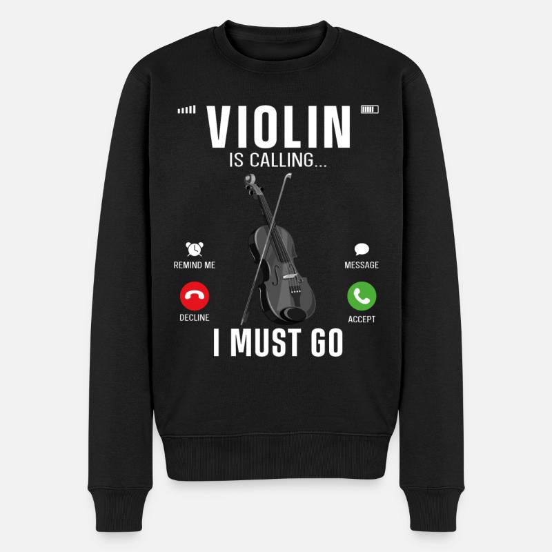 Violin Violinist Phone Display - Männer Premium Bio Pullover - Schwarz