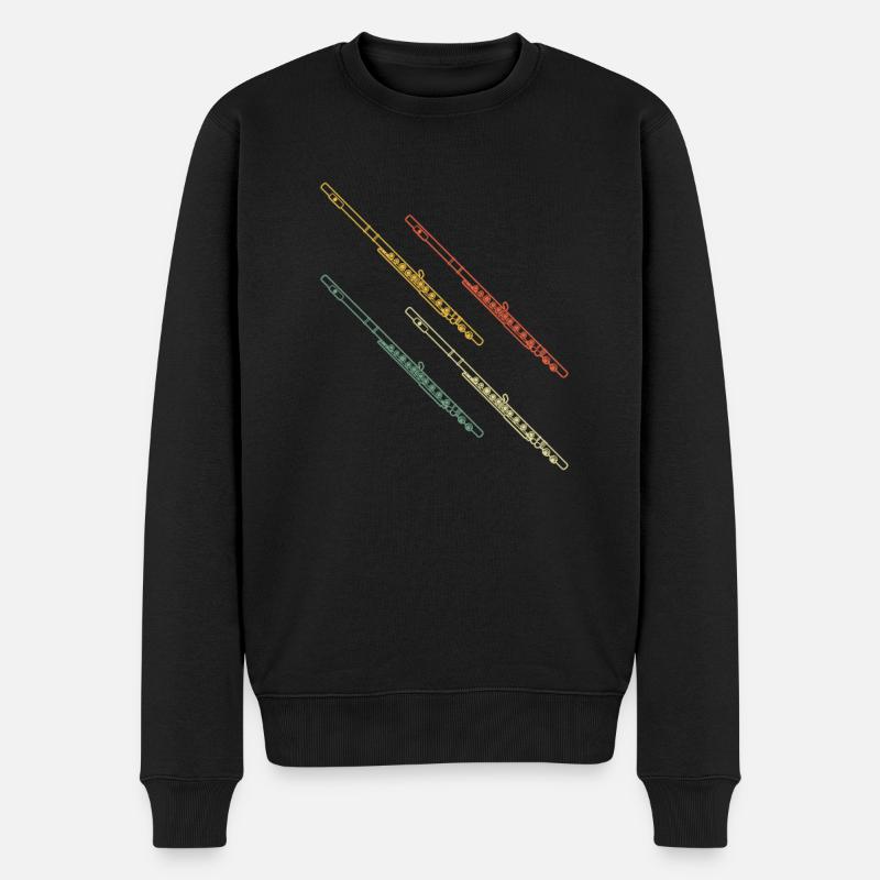 Querflöte Querflötenspieler Querflötist - Männer Premium Bio Pullover - Schwarz