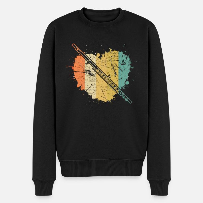 Querflöte Querflötenspieler Querflötist - Männer Premium Bio Pullover - Schwarz