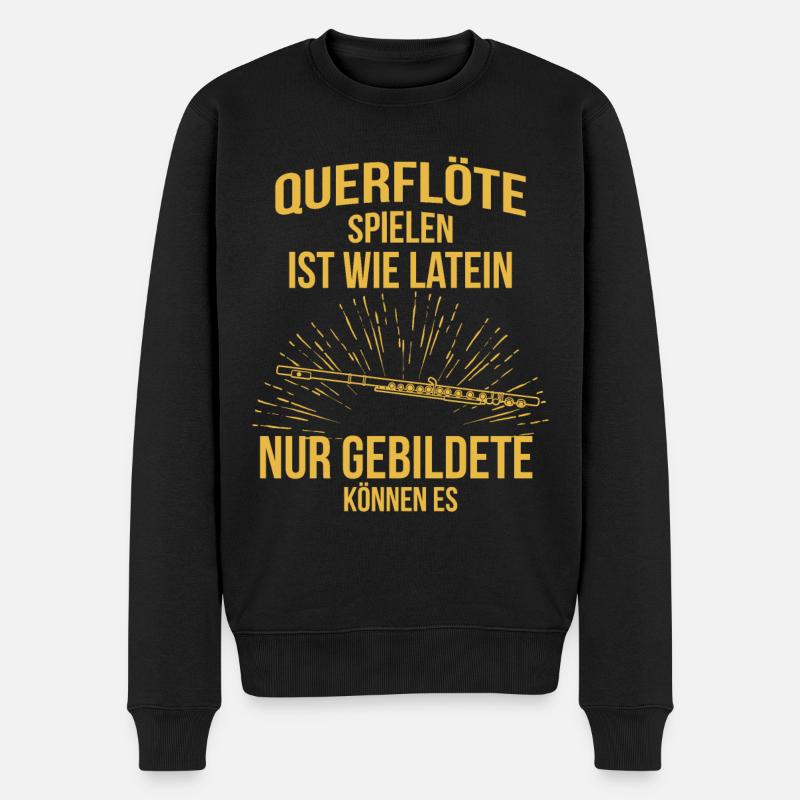 Querflöte Querflötenspieler Querflötist - Männer Premium Bio Pullover - Schwarz