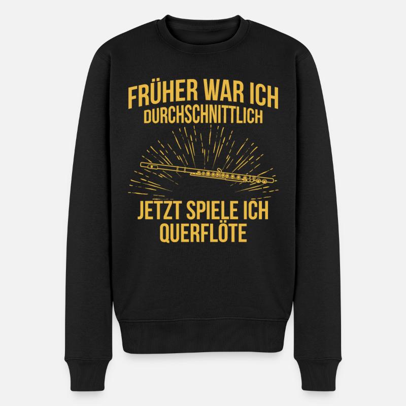 Querflöte Querflötenspieler Querflötist - Männer Premium Bio Pullover - Schwarz