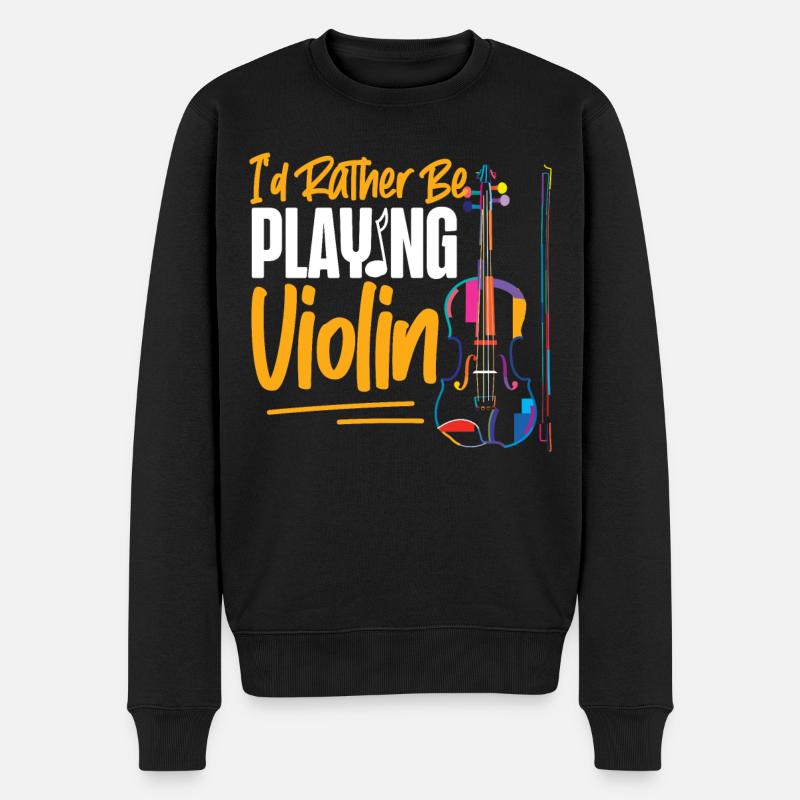 Violin Violinist I'd Rather Be - Männer Premium Bio Pullover - Schwarz