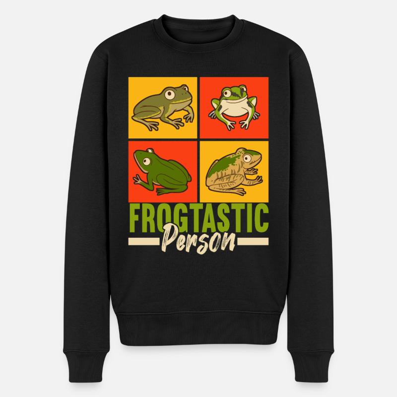 Frosch Amphibien Frösche - Männer Premium Bio Pullover - Schwarz