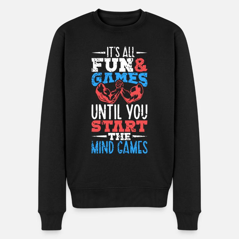 Mind Games - Armdrücken - Männer Premium Bio Pullover - Schwarz