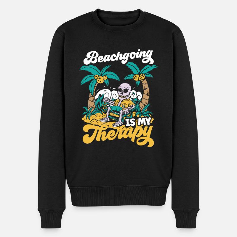 Les vacances à la plage sont ma thérapie Plage de plage - Pull Premium bio Homme - noir